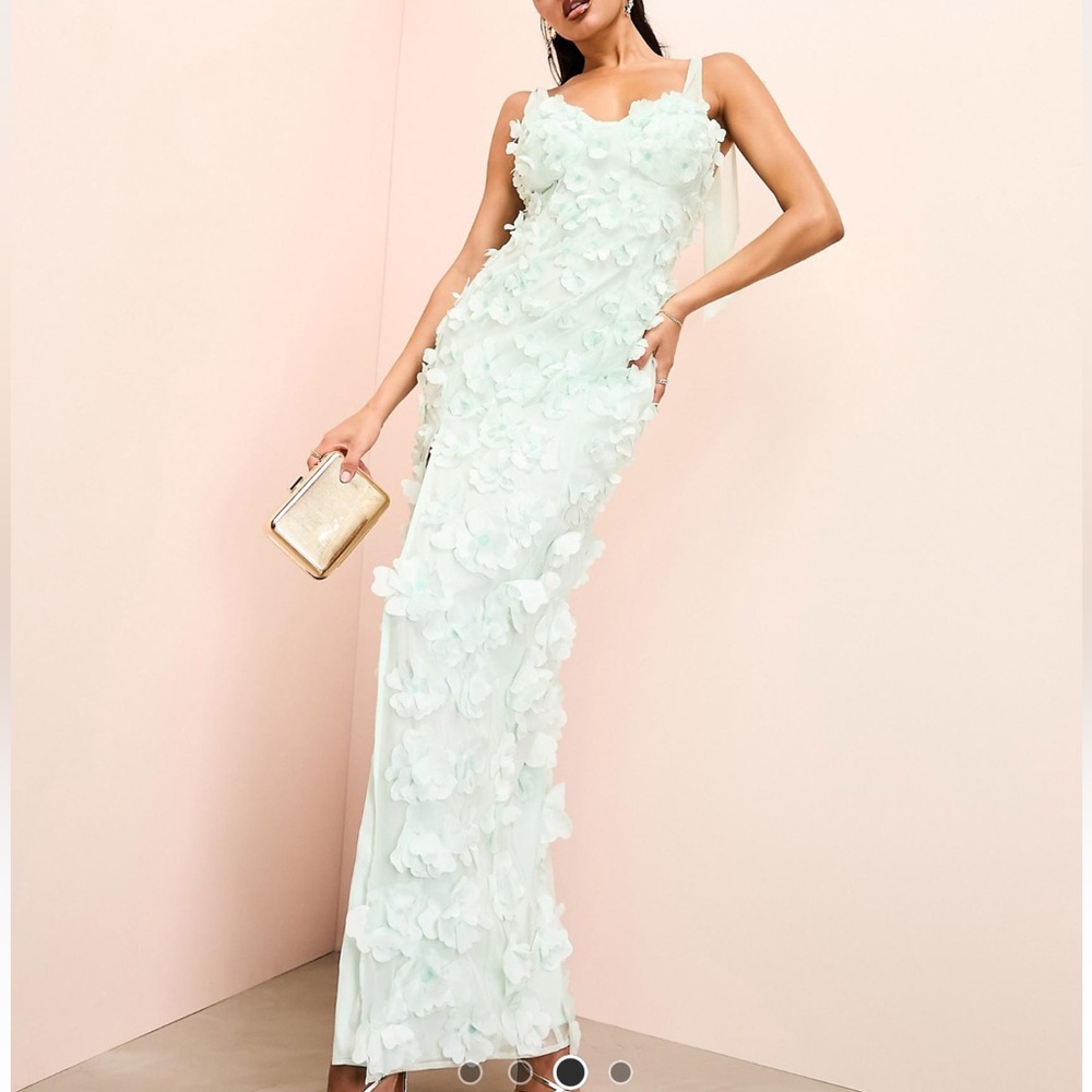 ASOS Luxe 3D floral tie shoulder maxi dress!